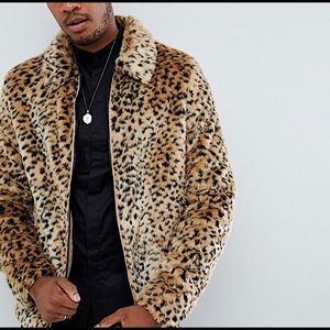Tall Faux Fur Western jacket in leopard print